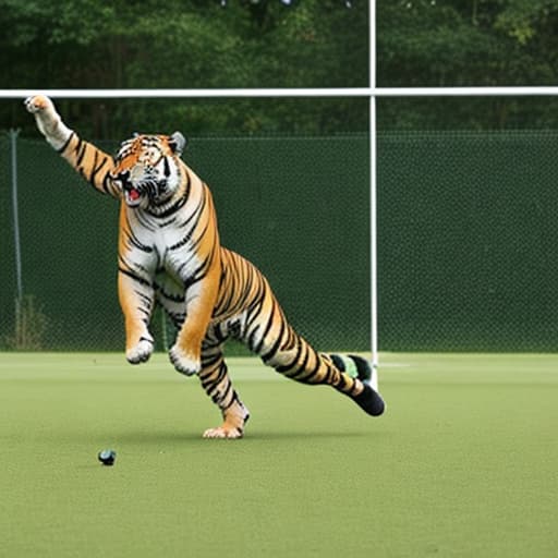  Tiger playing football and pointing