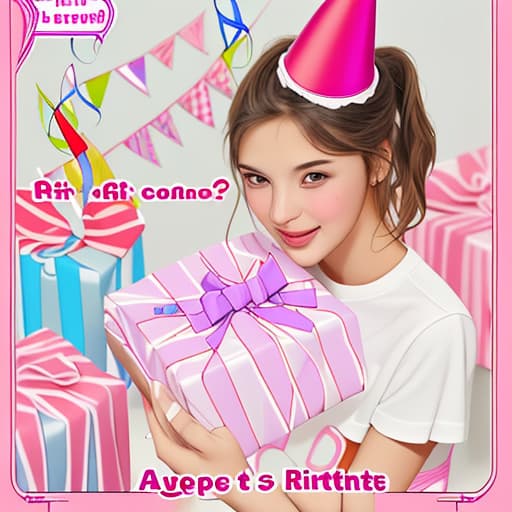  Birthday card for a girl saying that the presents will be surprises brought from USA