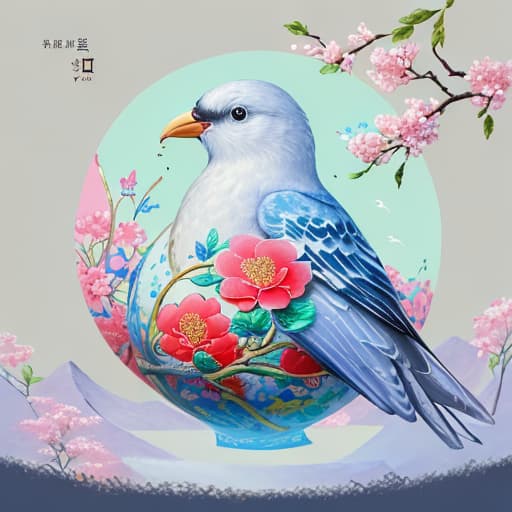  You are a top international flower and bird painting expert. Please create a landscape flower and bird painting with the word "Harmony" as the background. Each letter in the word "Harmony" should be arranged in strict order. The letters are all flower-and-bird characters. Generate a beautiful flower and bird landscape Tibetan painting. The screen is full of bright dots. The border is decorated with Chinese knots. The words should be clearly identifiable. The pixels are required to be 3840×2160.