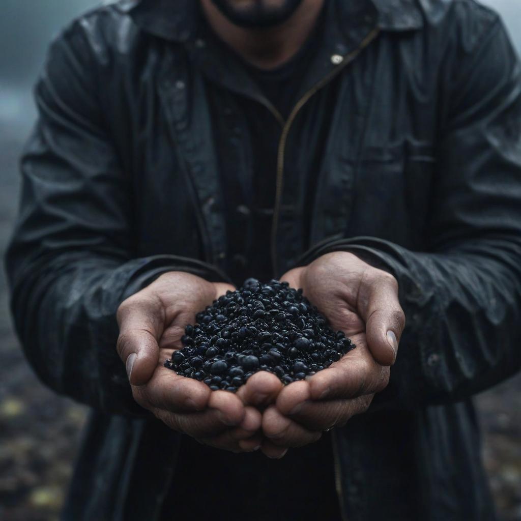  Black water on the hands of a person. hyperrealistic, full body, detailed clothing, highly detailed, cinematic lighting, stunningly beautiful, intricate, sharp focus, f/1. 8, 85mm, (centered image composition), (professionally color graded), ((bright soft diffused light)), volumetric fog, trending on instagram, trending on tumblr, HDR 4K, 8K