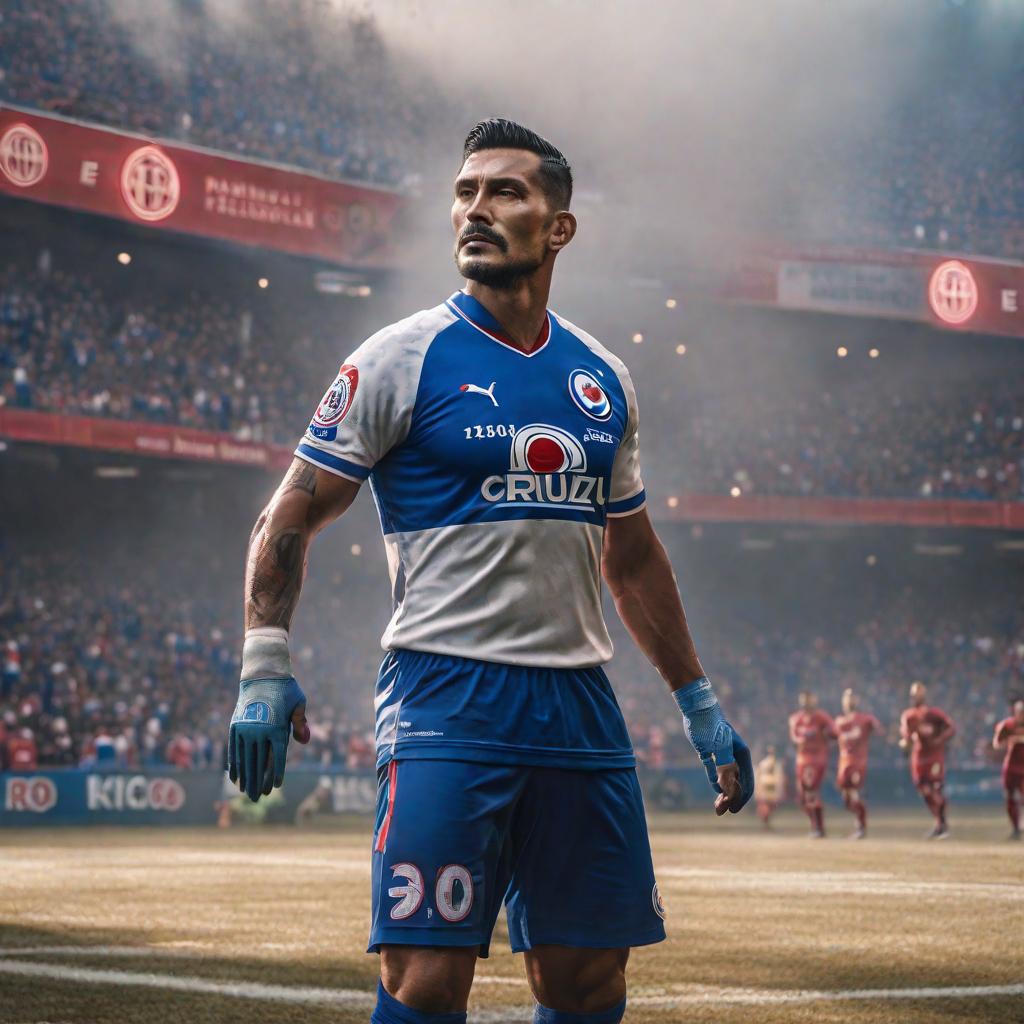  Cruz azul campeon hyperrealistic, full body, detailed clothing, highly detailed, cinematic lighting, stunningly beautiful, intricate, sharp focus, f/1. 8, 85mm, (centered image composition), (professionally color graded), ((bright soft diffused light)), volumetric fog, trending on instagram, trending on tumblr, HDR 4K, 8K