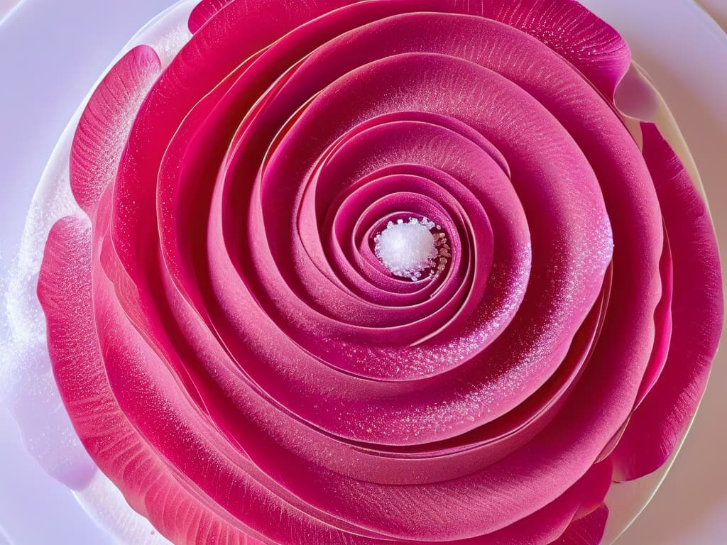  A closeup, ultradetailed image of delicate rose petals being crystallized with sugar, showcasing the intricate process of turning simple ingredients into exquisite edible decorations for pastries. The vibrant pink hues of the petals contrast beautifully with the sparkling sugar crystals, capturing the essence of creativity and resourcefulness in the art of pastry decoration. hyperrealistic, full body, detailed clothing, highly detailed, cinematic lighting, stunningly beautiful, intricate, sharp focus, f/1. 8, 85mm, (centered image composition), (professionally color graded), ((bright soft diffused light)), volumetric fog, trending on instagram, trending on tumblr, HDR 4K, 8K