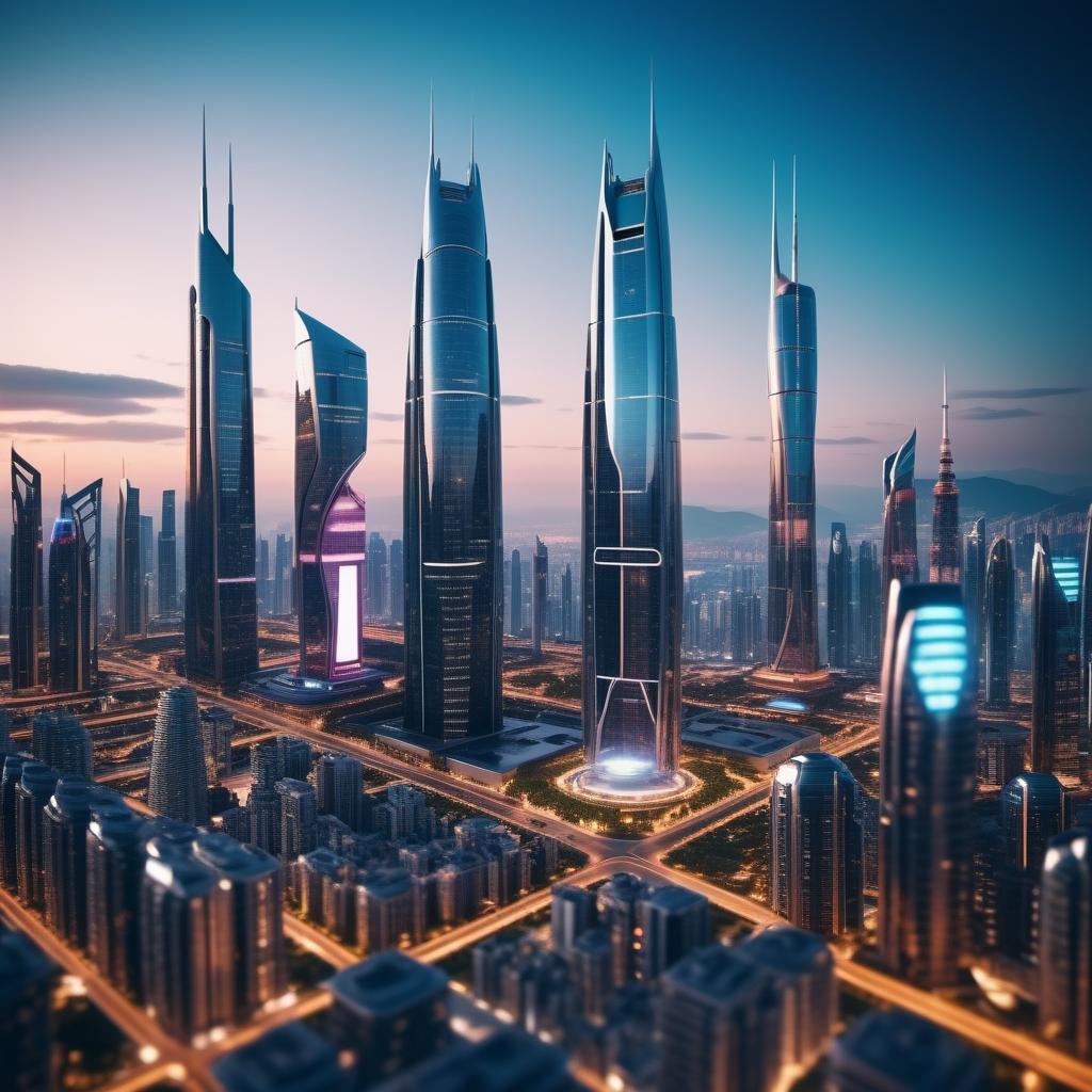 cinematic photo Create image of futuristic city where machines fly high skyscrapers. . 35mm photograph, film, bokeh, professional, 4k, highly detailed