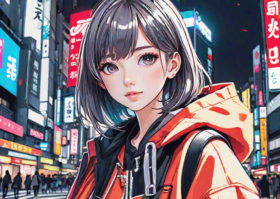  Vector girl posing in Shibuya for a photo shoot, detailed anime-style face, manga-style drawing, highly detailed face, pretty facial features, 2D, hand-drawn, digital drawing of a manga character, fashionable modern clothing, trendy Instagram influencer, Tokyo street style, dynamic pose, bright lighting, anime character portrait hyperrealistic, full body, detailed clothing, highly detailed, cinematic lighting, stunningly beautiful, intricate, sharp focus, f/1. 8, 85mm, (centered image composition), (professionally color graded), ((bright soft diffused light)), volumetric fog, trending on instagram, trending on tumblr, HDR 4K, 8K