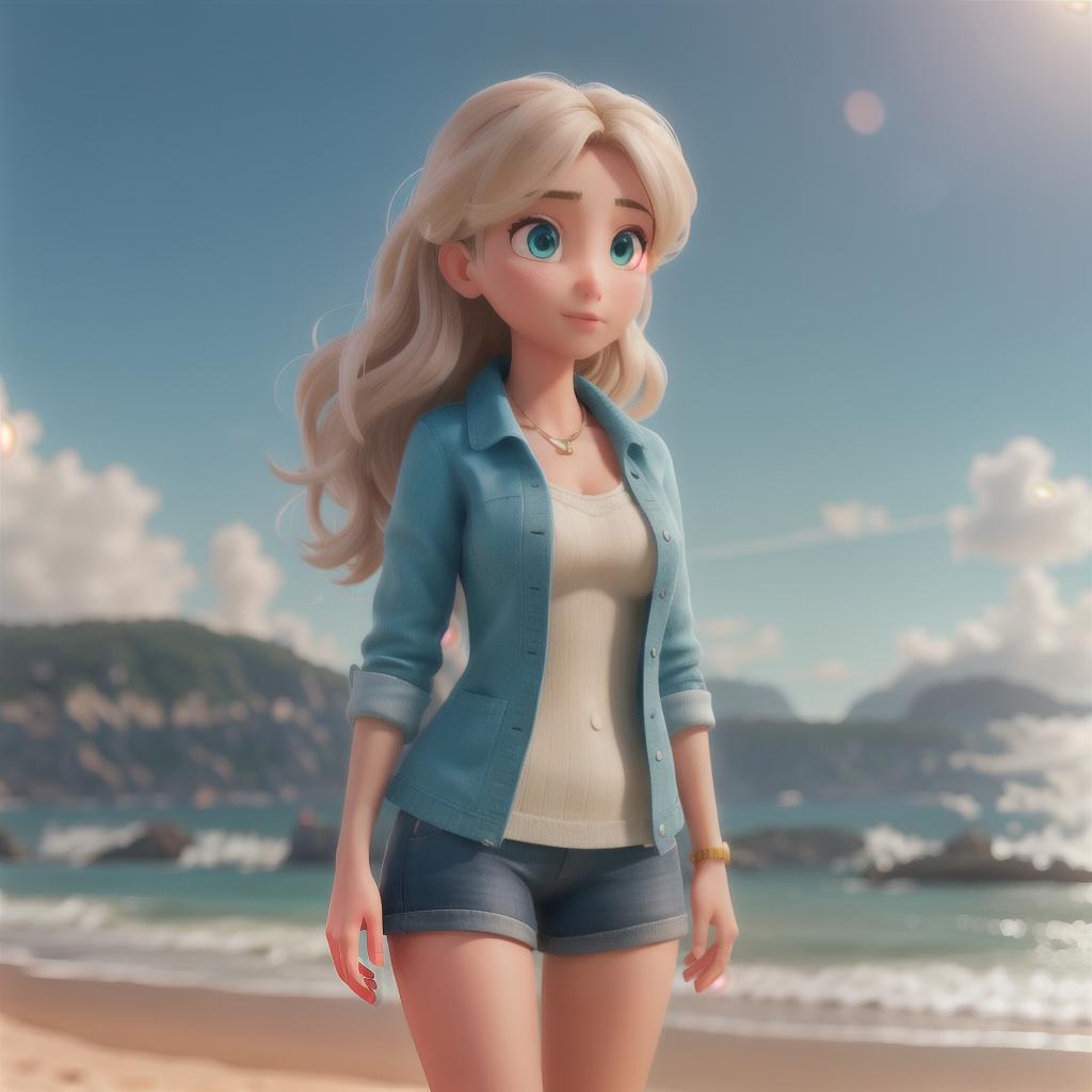  Girl on the beach hyperrealistic, full body, detailed clothing, highly detailed, cinematic lighting, stunningly beautiful, intricate, sharp focus, f/1. 8, 85mm, (centered image composition), (professionally color graded), ((bright soft diffused light)), volumetric fog, trending on instagram, trending on tumblr, HDR 4K, 8K