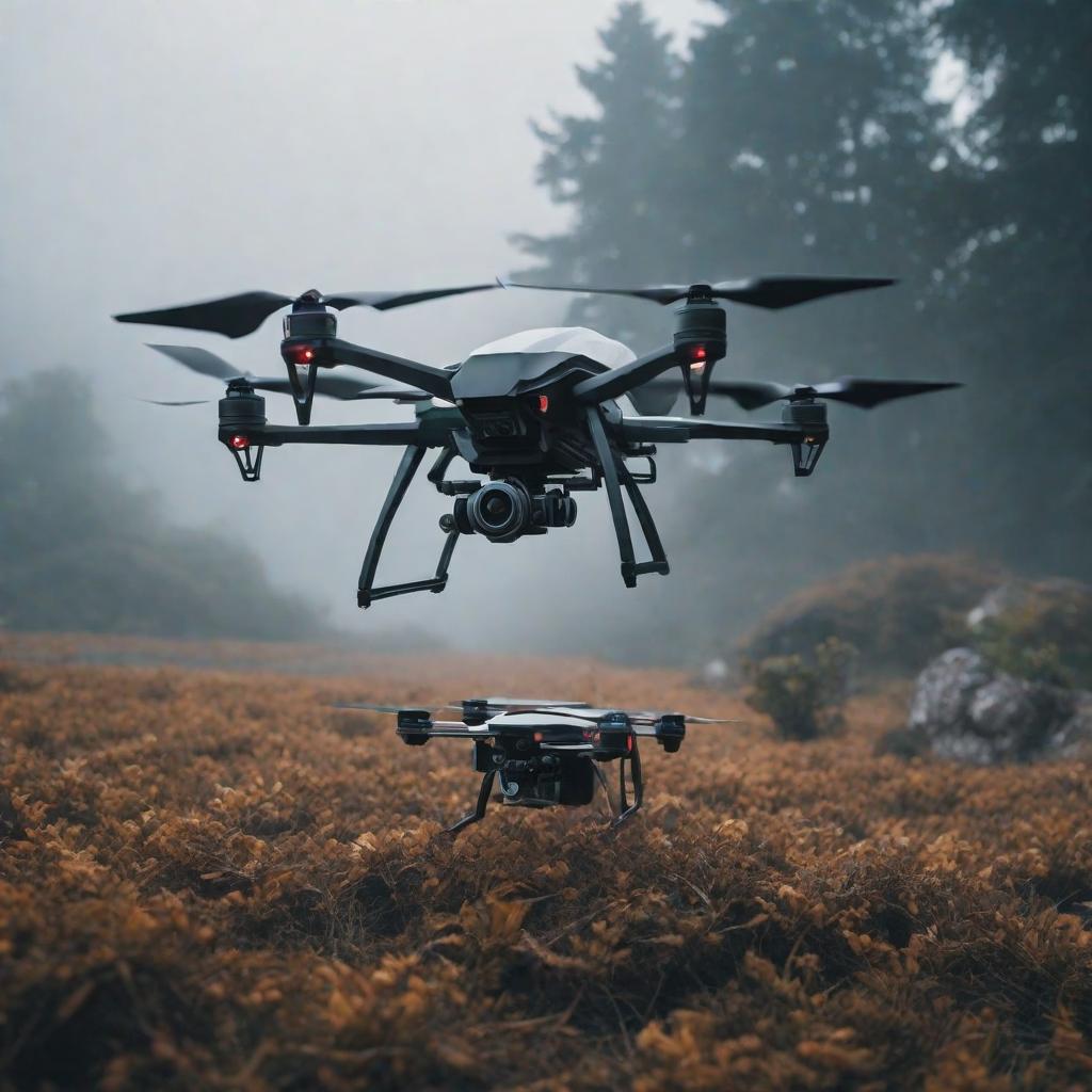  drones in different projections, cute, hyper detail, full HD hyperrealistic, full body, detailed clothing, highly detailed, cinematic lighting, stunningly beautiful, intricate, sharp focus, f/1. 8, 85mm, (centered image composition), (professionally color graded), ((bright soft diffused light)), volumetric fog, trending on instagram, trending on tumblr, HDR 4K, 8K