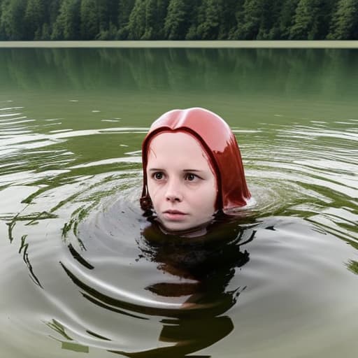  woman's head drowning in lake