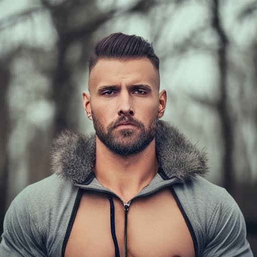 portrait+ style russian queer fitness model brunette very cute dilf dude face