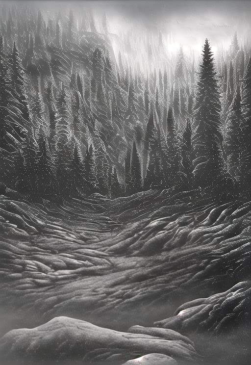  A dark, moody landscape in the style of Ansel Adams