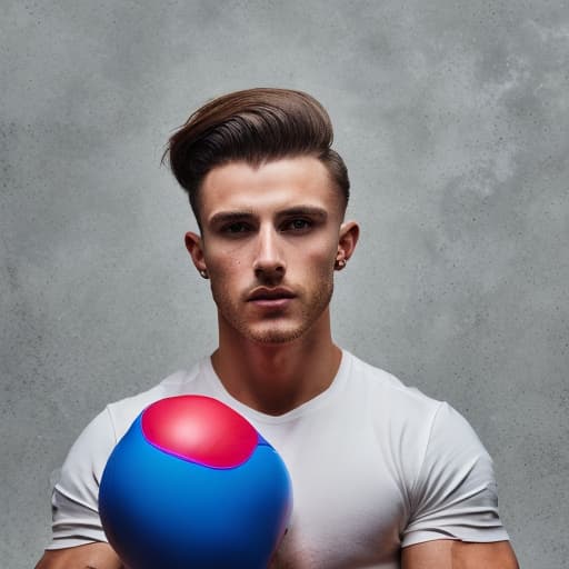 portrait+ style British queer fitness model brunette hunk dude face