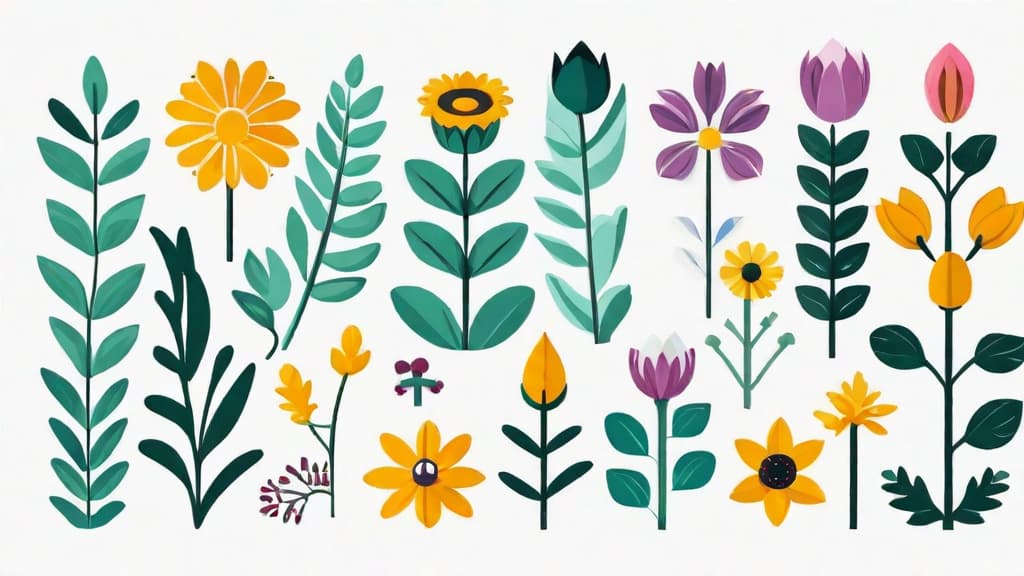  minimalistic icon of The Beauty of Perennials in Bloom, flat style, on a white background