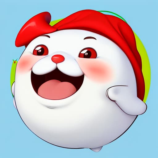  Mr. Gluttony's profile picture is a cute cartoon. He has a round face and a red chef's hat. His eyes are big and bright, with two small stars at the bottom of the corners. His nose is a small red dot, which looks cute. His mouth is very big, showing a mouthful of white teeth. The corners of his mouth are raised, as if he is smiling. His cheeks are red, which looks like he has just eaten a delicious meal. The whole avatar background can be selected bright rainbow color to increase its cute feeling.