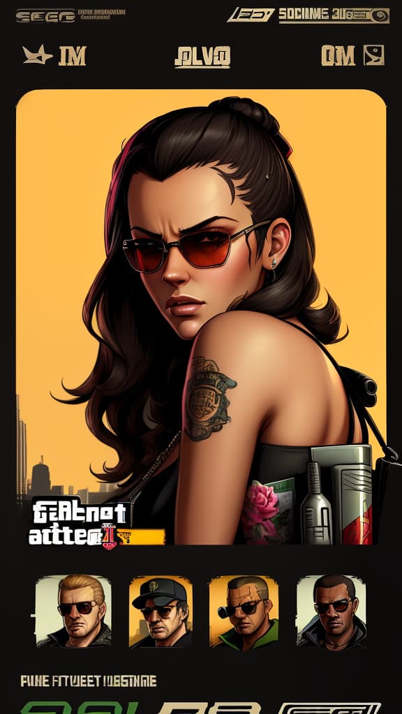  gtav style, (best quality), ((artwork-gta5 heavily stylized)), poster design, detailed, highly detailed, sunglasses, masterpiece, highres