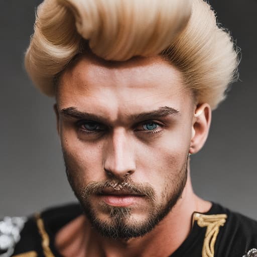 portrait+ style Russian NABBA queer blonde hunk dude face