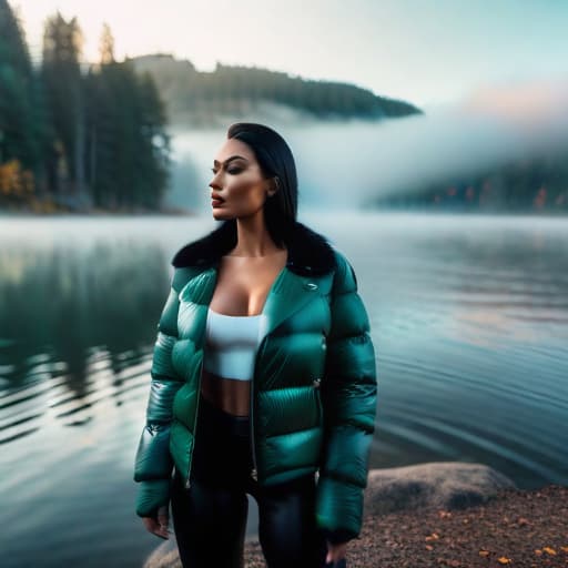  Lake hyperrealistic, full body, detailed clothing, highly detailed, cinematic lighting, stunningly beautiful, intricate, sharp focus, f/1. 8, 85mm, (centered image composition), (professionally color graded), ((bright soft diffused light)), volumetric fog, trending on instagram, trending on tumblr, HDR 4K, 8K