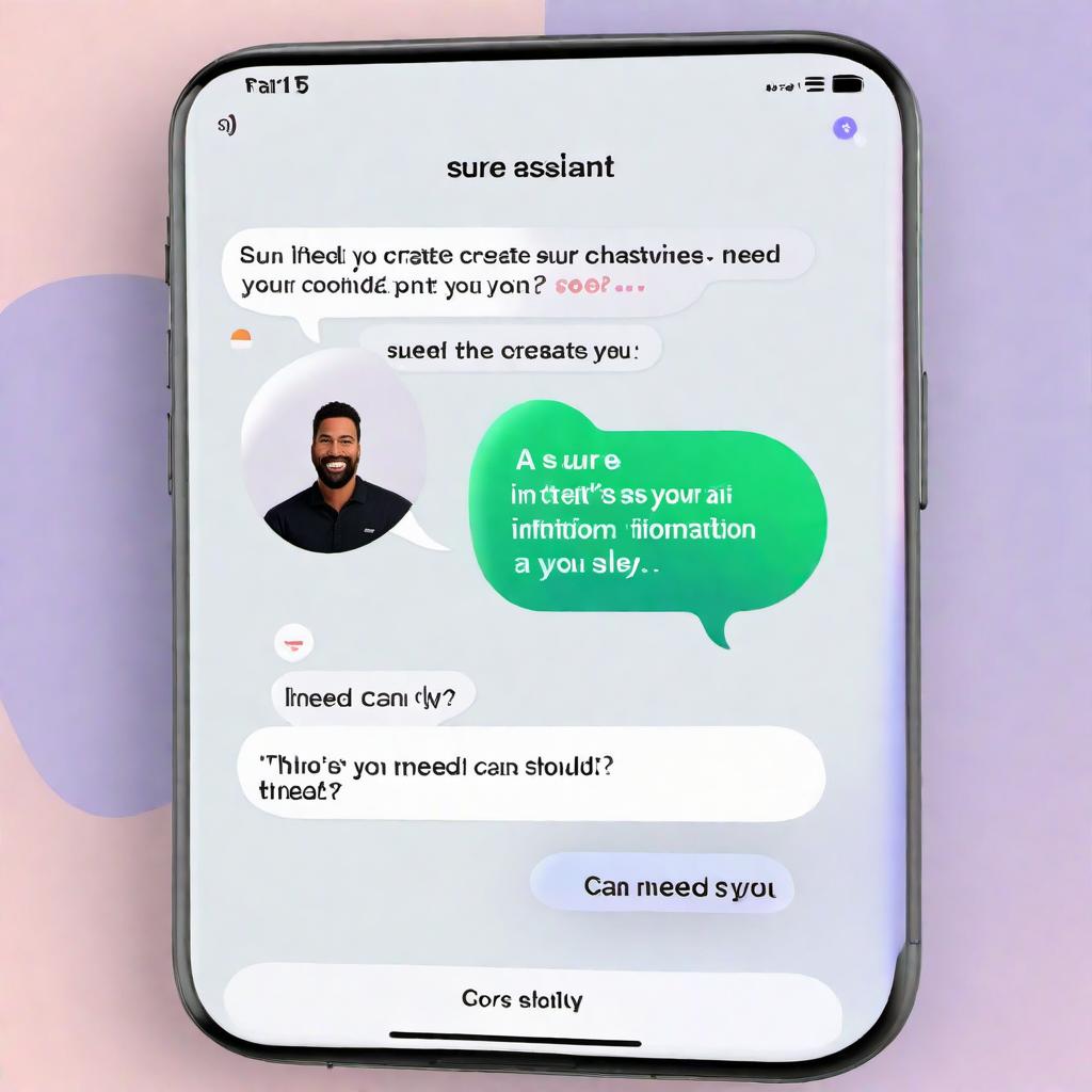  A modern, sleek customer service chat screen with a message bubble that shows the AI assistant's message to the user. The message bubble contains text that reads: "Sure, I can help create a visual for you, but first, I need some information. Can you describe what your logo should look like? Include details such as colors, symbols, text, and any specific style or theme you have in mind. The more details you provide, the better I can assist in generating an image that fits your vision." The background is a soft gradient and the overall design is clean and professional. hyperrealistic, full body, detailed clothing, highly detailed, cinematic lighting, stunningly beautiful, intricate, sharp focus, f/1. 8, 85mm, (centered image composition), (professionally color graded), ((bright soft diffused light)), volumetric fog, trending on instagram, trending on tumblr, HDR 4K, 8K