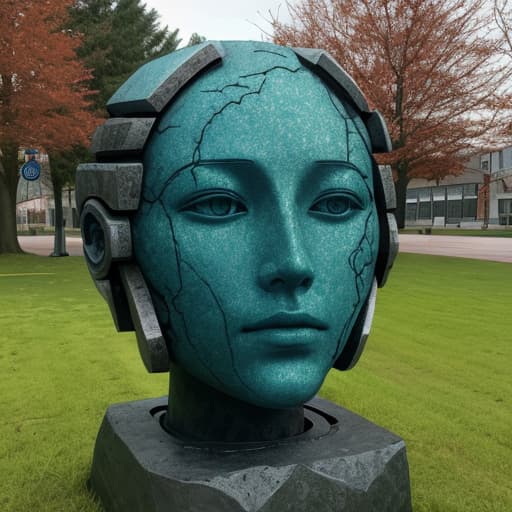  head machine landscape sculpture,