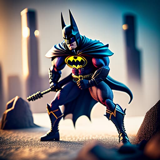 estilovintedois batman fight Thor hyperrealistic, full body, detailed clothing, highly detailed, cinematic lighting, stunningly beautiful, intricate, sharp focus, f/1. 8, 85mm, (centered image composition), (professionally color graded), ((bright soft diffused light)), volumetric fog, trending on instagram, trending on tumblr, HDR 4K, 8K