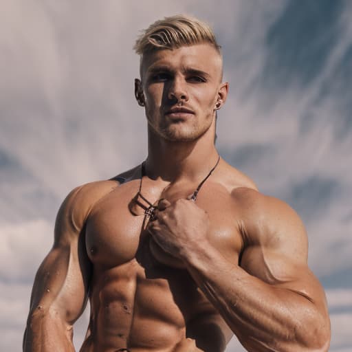 portrait+ style Russian queer fitness model blonde hunk dude face