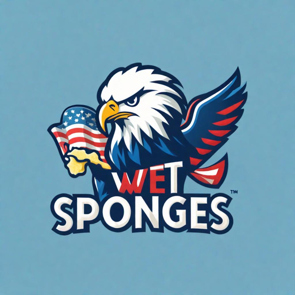  logo for a company called "Wet Sponges" with a patriotic eagle holding a sponge