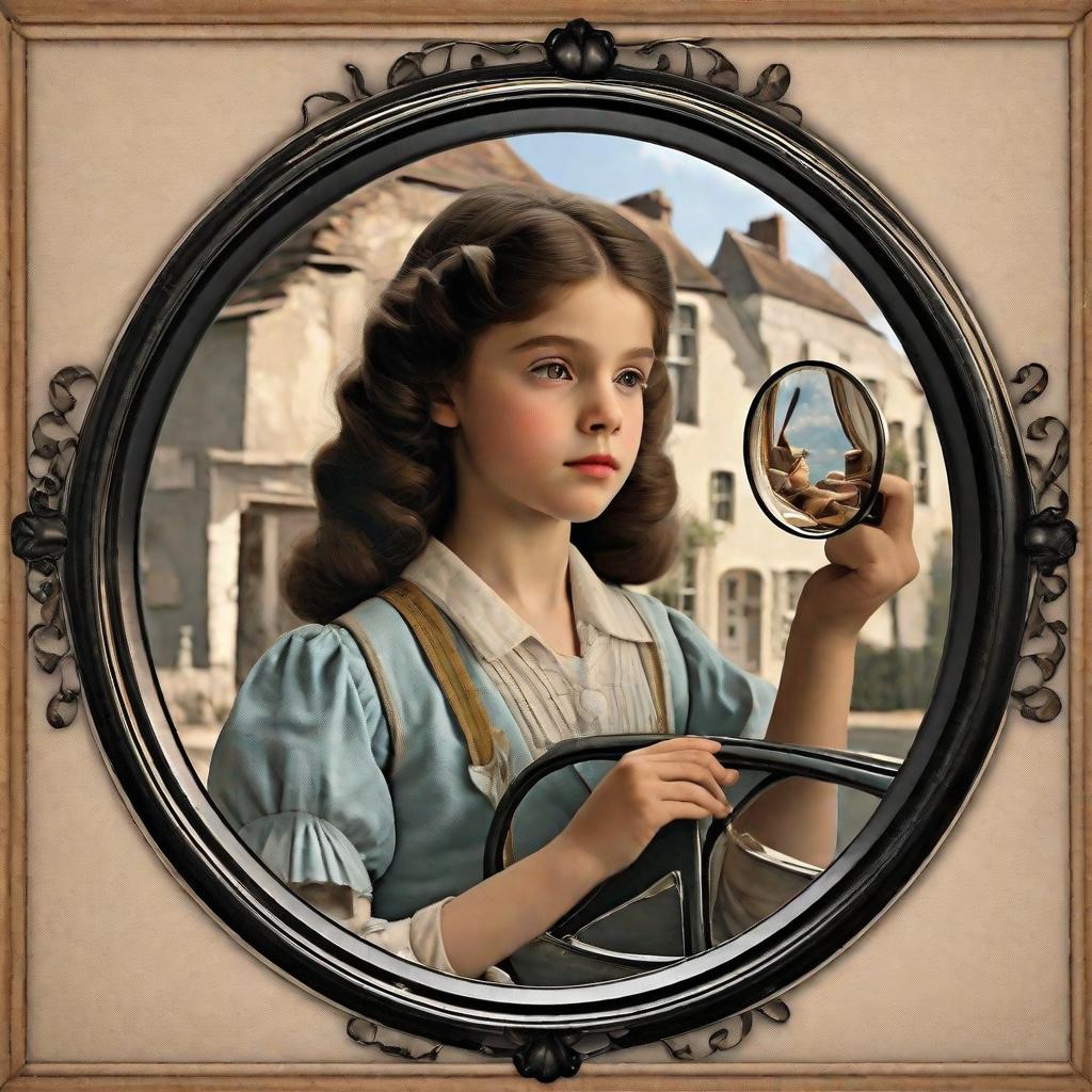  masterpiece, best quality, a teacher holds a shattered mirror. in the fragments of the mirror we can see a beautiful girl, a classic car, a house, and a happy life he no longer can have