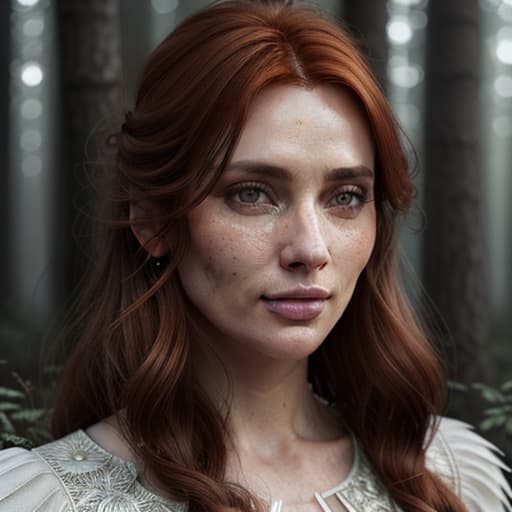  close up of a european woman, ginger hair, winter forest, natural skin texture, 24mm, 4k textures, soft cinematic light, RAW photo, photorealism, photorealistic, intricate, elegant, highly detailed, sharp focus, ((((cinematic look)))), soothing tones, insane details, intricate details, hyperdetailed, low contrast, soft cinematic light, dim colors, exposure blend, hdr, faded hyperrealistic, full body, detailed clothing, highly detailed, cinematic lighting, stunningly beautiful, intricate, sharp focus, f/1. 8, 85mm, (centered image composition), (professionally color graded), ((bright soft diffused light)), volumetric fog, trending on instagram, trending on tumblr, HDR 4K, 8K