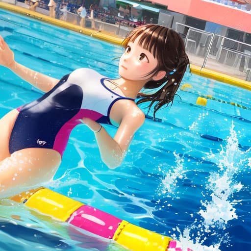  Create a beautiful girl in swimming ，