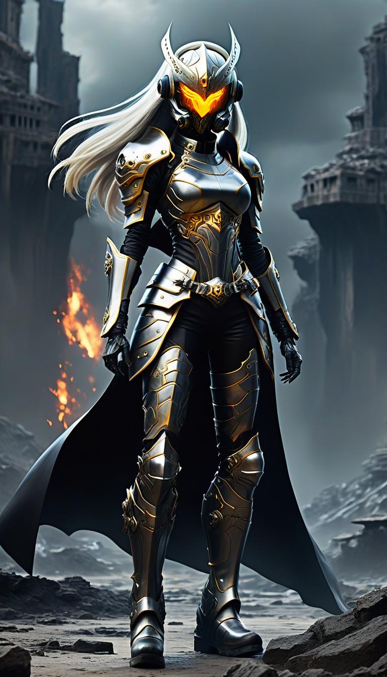  concept art ((details)), ((masterpiece)) ((best quality)), ((Great)), Spectacular, Amazing, Anime, <full body> demonic creature born in the abyss of hell, Short and beautiful girl ((full height)), with brown skin, long silver hair, stern gaze of golden eyes with vertical pupils, wears jet black open armor and a helmet, ankle boots, (holds a long spear in his hand), moonlight, Night glow, . digital artwork, illustrative, painterly, matte painting, highly detailed hyperrealistic, full body, detailed clothing, highly detailed, cinematic lighting, stunningly beautiful, intricate, sharp focus, f/1. 8, 85mm, (centered image composition), (professionally color graded), ((bright soft diffused light)), volumetric fog, trending on instagram, trending on tumblr, HDR 4K, 8K