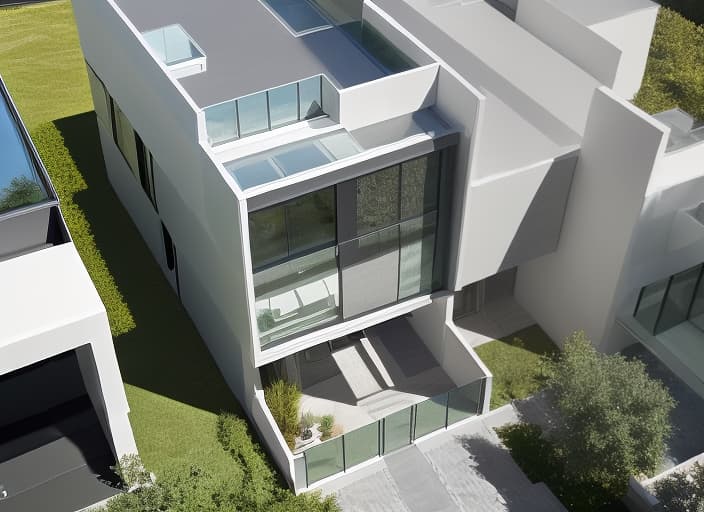  In this stunning street view, a sleek and contemporary house with aluminum doors in a modern architectural style comes into focus. The exterior boasts a sophisticated color palette of pristine white and deep gray tones, creating a striking contrast against the bright blue sky. The sun's rays illuminate the scene, casting a warm and inviting glow on the facade, while the reflections of the surrounding foliage dance on the glass surfaces. The intricate details of the aluminum doors, from the clean lines to the smooth handles, are rendered with exceptional clarity, showcasing the beauty and functionality of this architectural masterpiece.