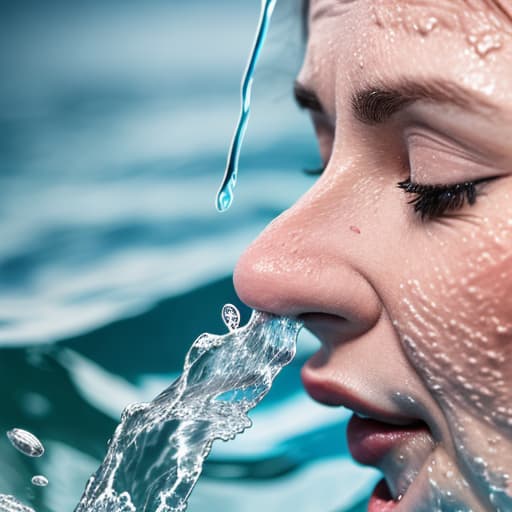  woman's nose sticking from the water