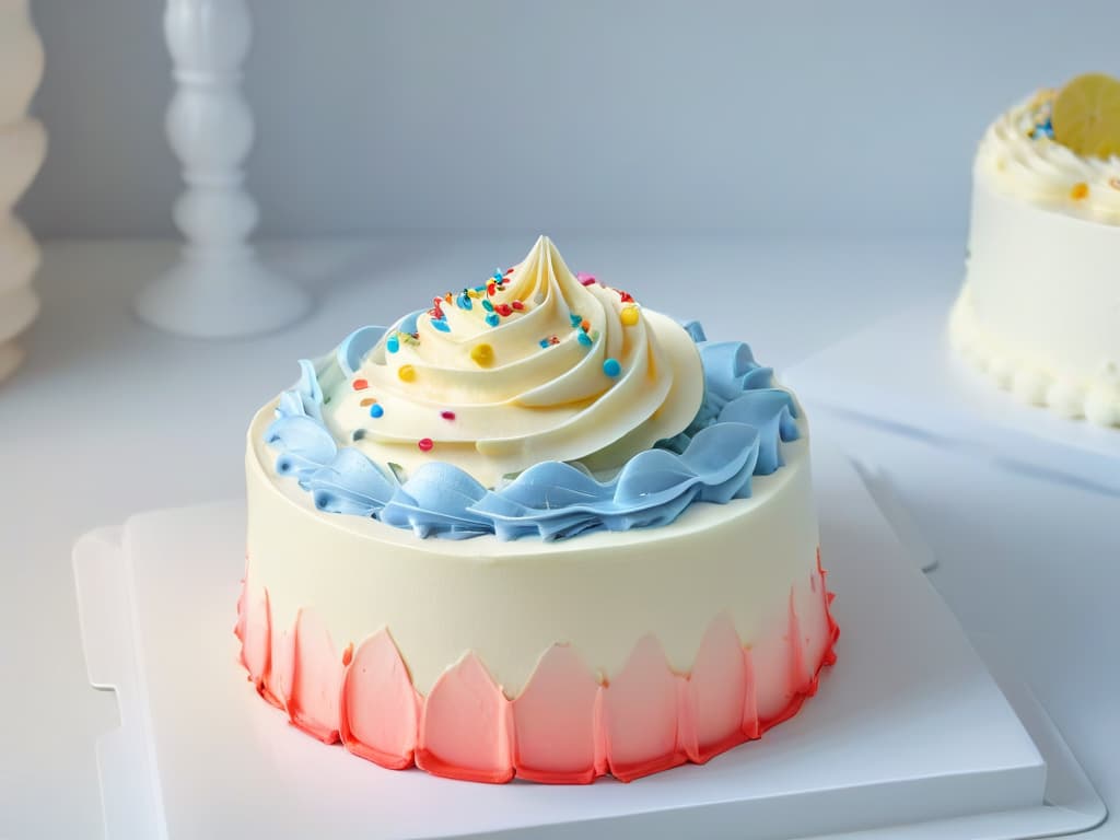  A minimalist image of a pristine white kitchen counter with an array of pastelcolored piping bags neatly arranged, each filled with vibrant glutenfree icing in various shades of pink, blue, and yellow. The soft natural light filters in, casting a gentle glow on the polished surface, emphasizing the precision and care taken in preparing these allergenfriendly cake decorations. hyperrealistic, full body, detailed clothing, highly detailed, cinematic lighting, stunningly beautiful, intricate, sharp focus, f/1. 8, 85mm, (centered image composition), (professionally color graded), ((bright soft diffused light)), volumetric fog, trending on instagram, trending on tumblr, HDR 4K, 8K