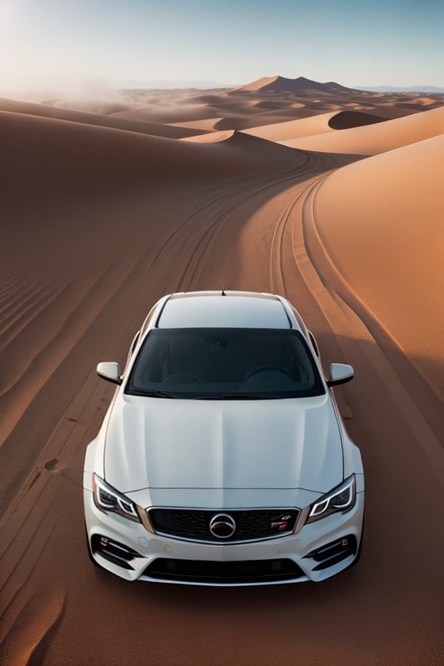 Car Drifting in the Desert hyperrealistic, full body, detailed clothing, highly detailed, cinematic lighting, stunningly beautiful, intricate, sharp focus, f/1. 8, 85mm, (centered image composition), (professionally color graded), ((bright soft diffused light)), volumetric fog, trending on instagram, trending on tumblr, HDR 4K, 8K