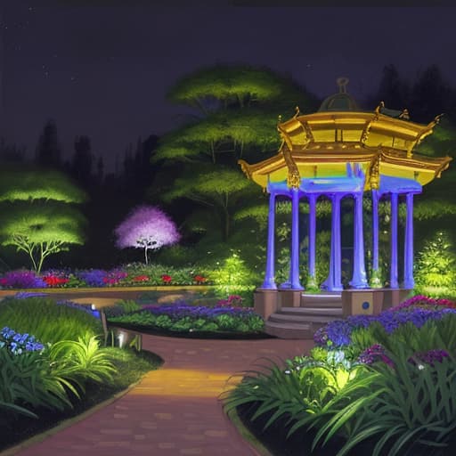  painting of night garden