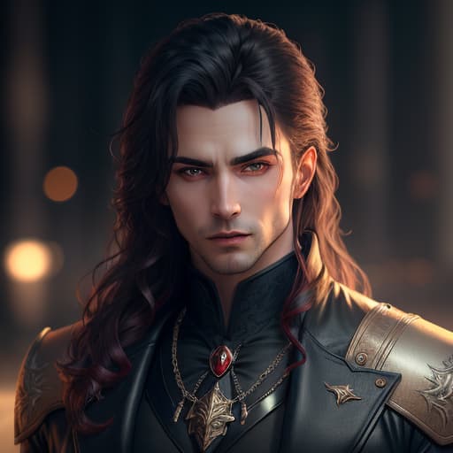   male vampire in with hair, hyperrealistic, high quality, highly detailed, perfect lighting, intricate, sharp focus, f/1. 8, 85mm, (centered image composition), (professionally color graded), ((bright soft diffused light)), trending on instagram, HDR 4K, 8K