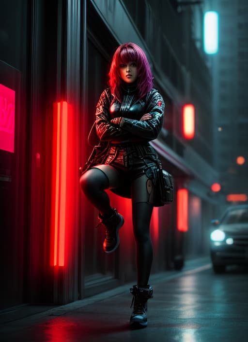  ultra high definition, (extremely detailed characters), (hyper realistic textures), advanced cybernetic enhancements, (neon drenched urban backdrop), (dramatic contrast lighting), (vibrant color palette), (meticulously designed outfits), (futuristic accessories), (dynamic poses), (expressive facial features), (4K ultra HD clarity), (8K resolution), (depth of field effect), (((recognizable face))), (bokeh lighting effects), (professional composition), (artistic color grading), (soft shadowing), (ambient occlusion), (ray tracing reflections), (surreal atmosphere), (immersive environment), (signature cyberpunk elements), (innovative design), (cutting edge fashion), (photo realistic skin tones), (detailed texture mapping), (sophisticat