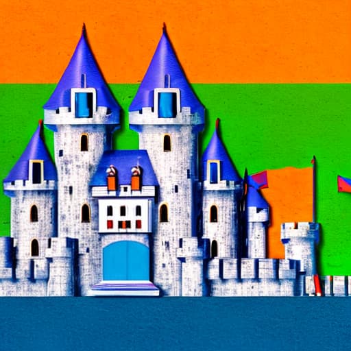 lnkdn photography Colorful castle with a blue background and the word castle on it.