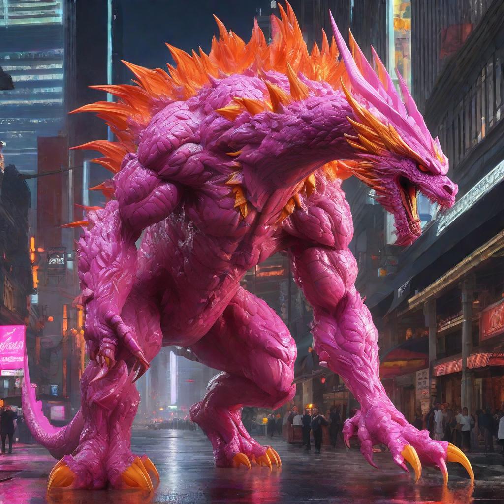  genera un kaiju "hervivoro"de color rosa con naranja y con alas de color blancas llamado"Plague", artgerm, jeremy, lipkin, michael, garmash detailed digital art, radiant, light, detailed, intricate, environment hyperrealistic, full body, detailed clothing, highly detailed, cinematic lighting, stunningly beautiful, intricate, sharp focus, f/1. 8, 85mm, (centered image composition), (professionally color graded), ((bright soft diffused light)), volumetric fog, trending on instagram, trending on tumblr, HDR 4K, 8K