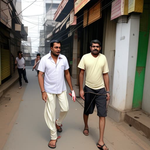  Indian guy walking with his Dog jerry In Mumbai