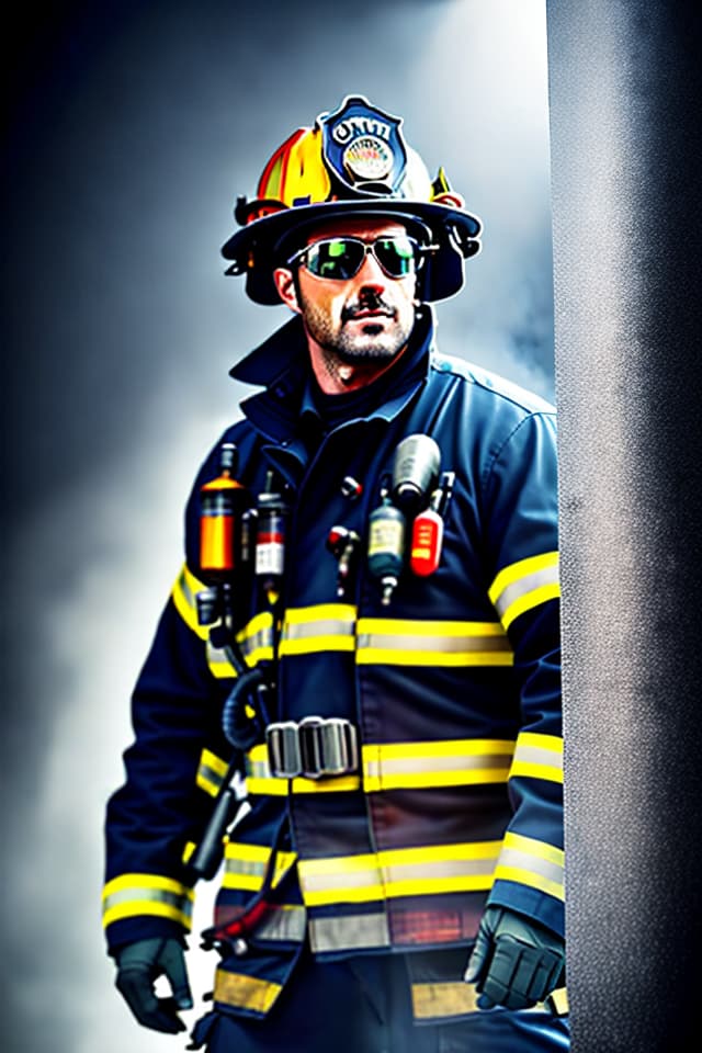  Realistic, full -body photos, practical, firefighters, professional clothes, realistic oil paintings hyperrealistic, full body, detailed clothing, highly detailed, cinematic lighting, stunningly beautiful, intricate, sharp focus, f/1. 8, 85mm, (centered image composition), (professionally color graded), ((bright soft diffused light)), volumetric fog, trending on instagram, trending on tumblr, HDR 4K, 8K