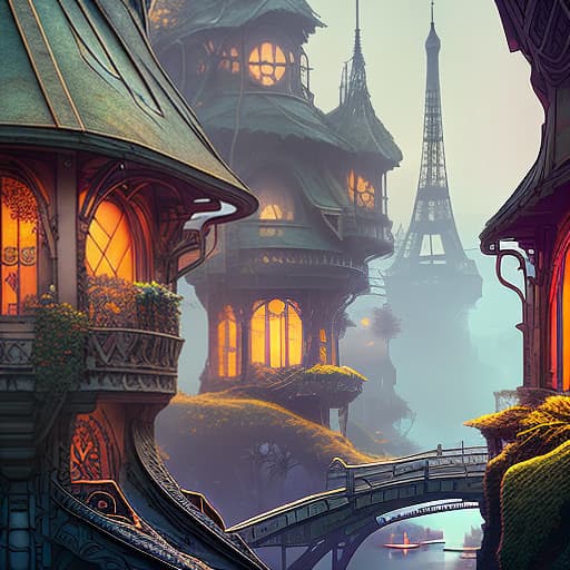 nvinkpunk 8k resolution, beautiful, cozy, inviting (art-nouveau), ((Fairycore, Witchcore)), (((Parisienne Cafe Hobbit-House))) !!! digital illustration, romanticism, warm colors, detailed painting, polished, (psychadelic), matte painting, trending on Artstation hyperrealistic, full body, detailed clothing, highly detailed, cinematic lighting, stunningly beautiful, intricate, sharp focus, f/1. 8, 85mm, (centered image composition), (professionally color graded), ((bright soft diffused light)), volumetric fog, trending on instagram, trending on tumblr, HDR 4K, 8K