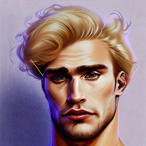 portrait+ style Russian queer powerlifter blonde hunk dude face