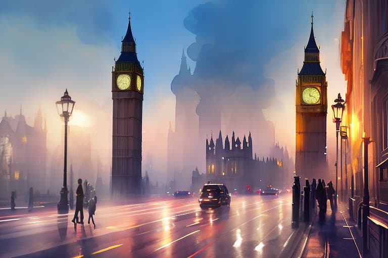  big ben, street, telephone, (Watercolor painting) soft colors ,fluid strokes ,transparent layers hyperrealistic, full body, detailed clothing, highly detailed, cinematic lighting, stunningly beautiful, intricate, sharp focus, f/1. 8, 85mm, (centered image composition), (professionally color graded), ((bright soft diffused light)), volumetric fog, trending on instagram, trending on tumblr, HDR 4K, 8K