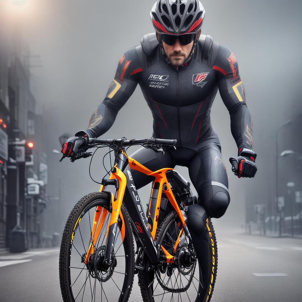  man on bike hyperrealistic, full body, detailed clothing, highly detailed, cinematic lighting, stunningly beautiful, intricate, sharp focus, f/1. 8, 85mm, (centered image composition), (professionally color graded), ((bright soft diffused light)), volumetric fog, trending on instagram, trending on tumblr, HDR 4K, 8K