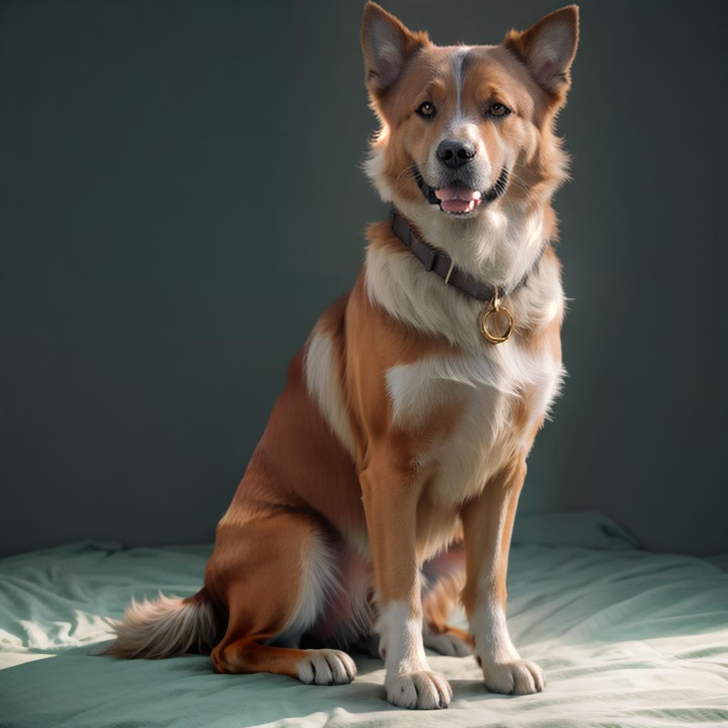  dog hyperrealistic, full body, detailed clothing, highly detailed, cinematic lighting, stunningly beautiful, intricate, sharp focus, f/1. 8, 85mm, (centered image composition), (professionally color graded), ((bright soft diffused light)), volumetric fog, trending on instagram, trending on tumblr, HDR 4K, 8K