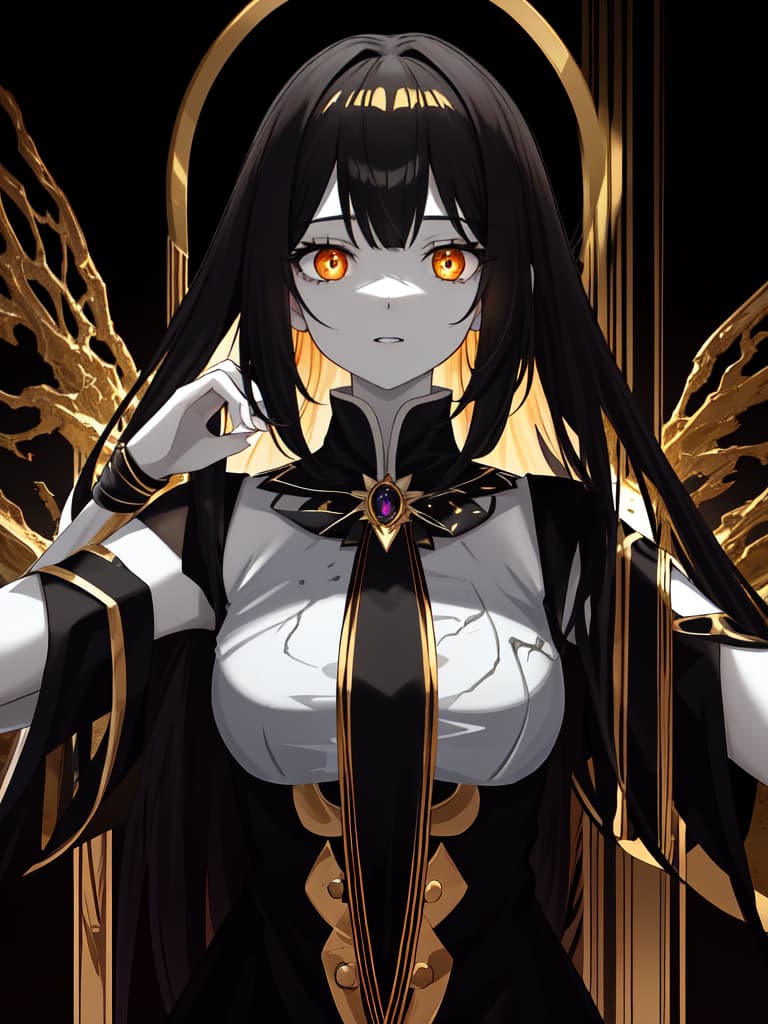  glowing golden eyes black vampire girl、white skin、BREAK、best quality:1.4、masterpiece:1.4、ultra detailed texture、absurd resolution、8K illustration、💩、💩、💩、💩、💩、, masterpiece, best quality,8k,ultra detailed,high resolution,an extremely delicate and beautiful,hyper detail