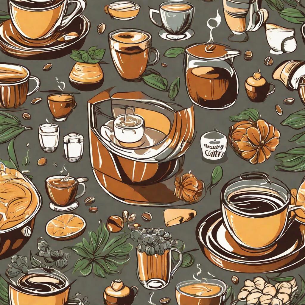  Masterpiece, best quality, coffee poster, with sprouts, coffee, tea, milk and other elements.