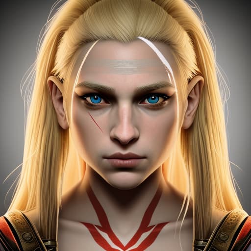  Symmetry!! portrait of a blonde haired woman in the style of god of war