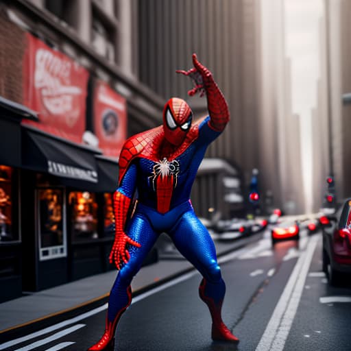 estilovintedois spider man hyperrealistic, full body, detailed clothing, highly detailed, cinematic lighting, stunningly beautiful, intricate, sharp focus, f/1. 8, 85mm, (centered image composition), (professionally color graded), ((bright soft diffused light)), volumetric fog, trending on instagram, trending on tumblr, HDR 4K, 8K