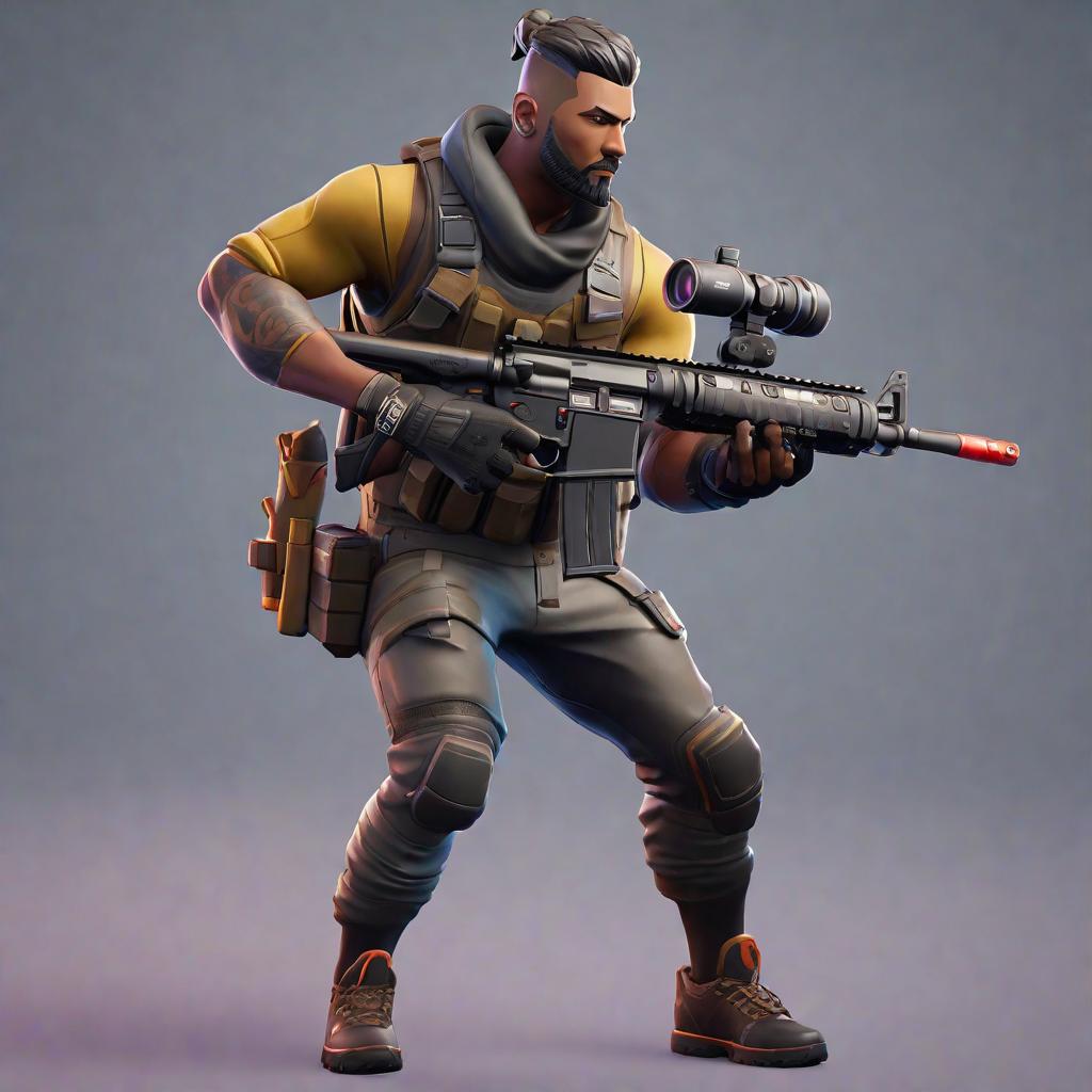  Enseñame un jugador de fortnite promedio hyperrealistic, full body, detailed clothing, highly detailed, cinematic lighting, stunningly beautiful, intricate, sharp focus, f/1. 8, 85mm, (centered image composition), (professionally color graded), ((bright soft diffused light)), volumetric fog, trending on instagram, trending on tumblr, HDR 4K, 8K