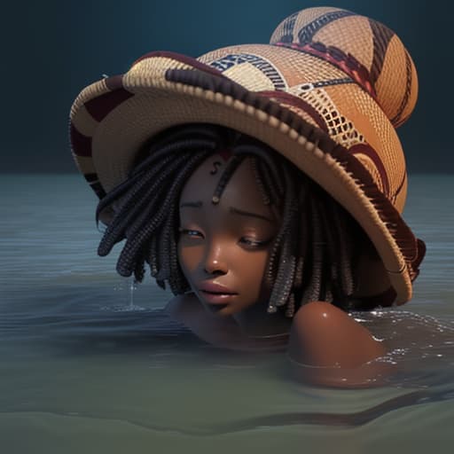  african woman's head drowning in the water